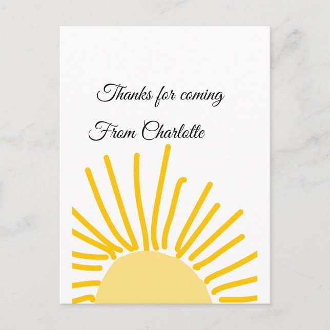 Cartão Postal obrigado por vir adicionar nome mensagem de texto  (Frente)