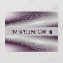 Cartão Postal Obrigado Por Vir Linhas Diagonais Roxas