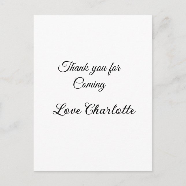 Cartão Postal obrigado por vir mensagem de texto nome  (Frente)