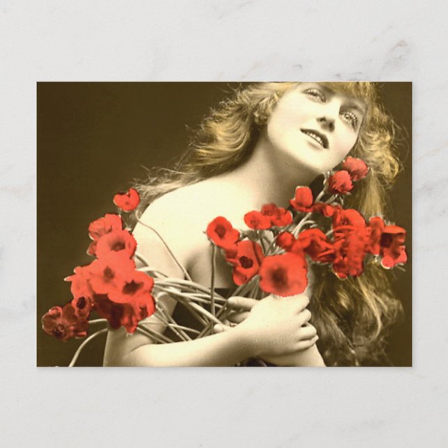 Cartão Postal Obrigado Rosas vermelhas (Frente)