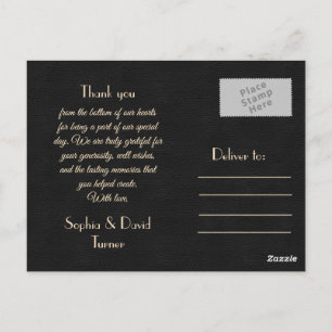 Cartão Postal Obrigado Royal Gold Black Great Gatsby Casamento