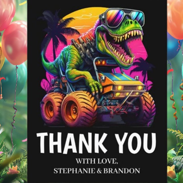 Cartão Postal Obrigado Rugido pela Festa de Aniversário Dino-Mit (Discover vibrant decorations, fun activities, and themed ideas bring your dino celebration to life)