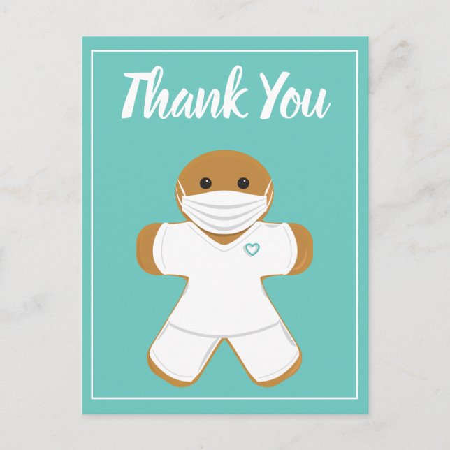 Cartão Postal Obrigado Saúde White Scrubs Gingerpão Homem (Frente)