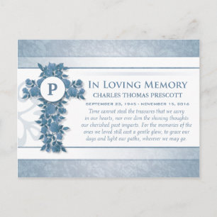 Cartão Postal Obrigado Simpatia Blue Floral Cross - Posta Card