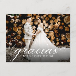 Cartão Postal Obrigado Simples Elegante Casamento Agradecimento 