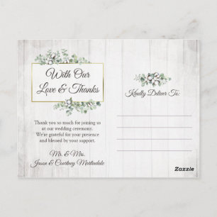 Cartão Postal Obrigado Southern Cotton 3-Photo Wedding