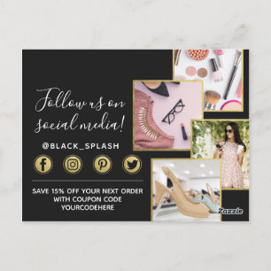 Cartão Postal Obrigado, Traço Preto De Tinta E Dourada 4 Foto