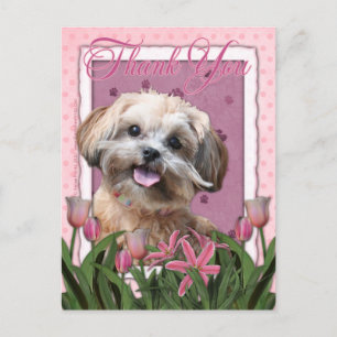 Cartão Postal Obrigado - Tulipas Rosa - ShihPoo - Maggie