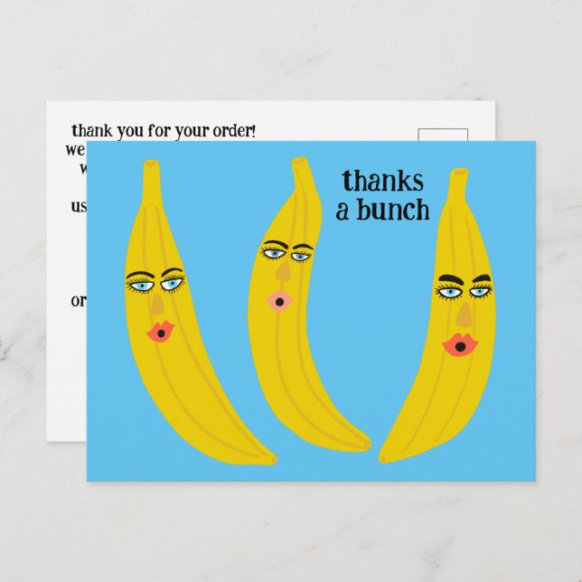Cartão Postal OBRIGADO UM MAÇO Bananas Engraçadas ENCOMENDAR OBR (Frente/Verso)