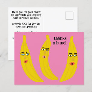 Cartão Postal OBRIGADO UM MOLHO Funny Bananas ENCOMENDE OBRIGADO