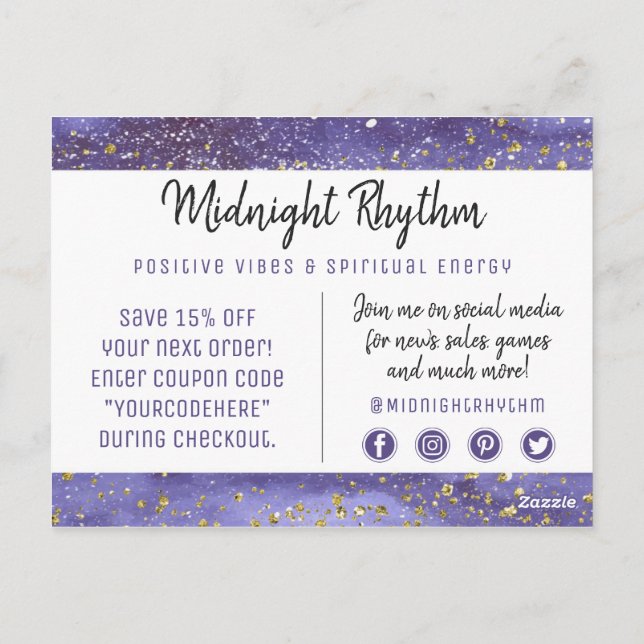 Cartão Postal Obrigado Watercolor Lunar Lunar Noite (Verso)