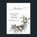 Cartão Postal Obrigado Winter Foliage Christmas Cotton Wedton<br><div class="desc">Este design pode ser personalizado na área fornecida pela alteração da foto e/ou do texto. Ou pode ser personalizado clicando em Personalizar este Modelo e, em seguida, escolhendo o clique para personalizar mais a opção e excluir ou alterar a cor do plano de fundo, adicionar texto, alterar a cor ou...</div>