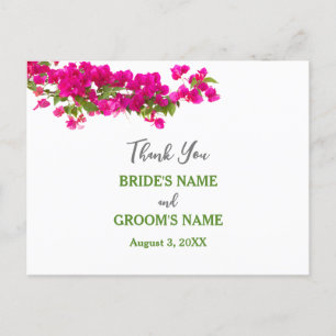 Cartão Postal Obrigados bokeh de Bougainvillea verde tropical fu