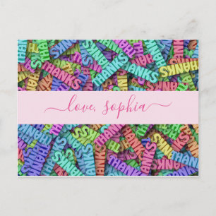 Cartão Postal Obrigados Coloridos Bonitos Obrigado Adicionar Nom
