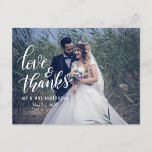 Cartão Postal Obrigados E Amor Da Tipografia De Casamento   Foto