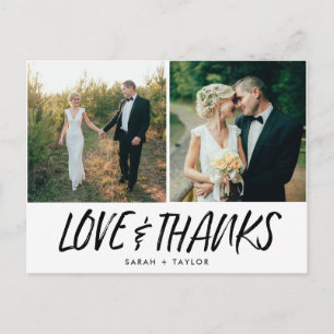 Cartão Postal Obrigados e Amor Foto Casamento Obrigado Cartão-p