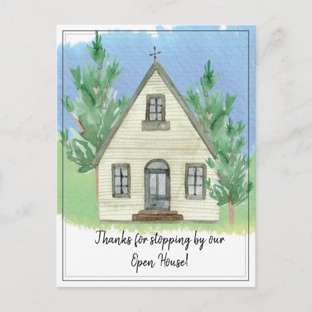 Cartão Postal Obrigados para parar por nossa casa aberta (Frente)