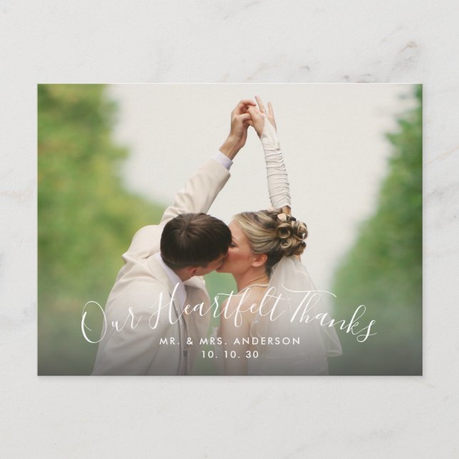 Cartão Postal Obrigados Sensíveis de Script 2 Casamento Fotográf (Frente)