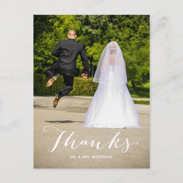 Cartão Postal Obrigados Simples Casamento Fotográfico Obrigado C (Frente)