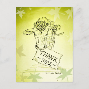 Cartão Postal Obrigados - Vaca Guernsey