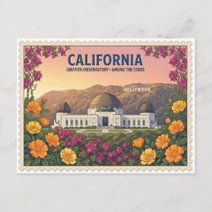 Cartão Postal Observatório Griffith Los Angeles Califórnia Antig