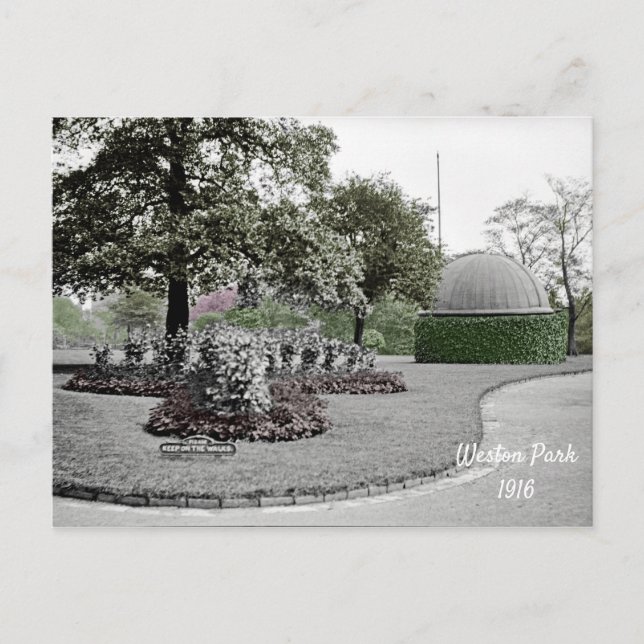 Cartão Postal Observatório Weston Park Sheffield Inglaterra 1916 (Frente)