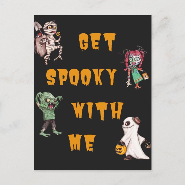 Cartão Postal Obtenha Assustador Comigo Halloween   (Frente)