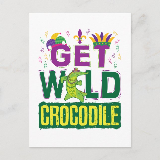 Cartão Postal Obter crocodilo selvagem Mardi Gras Alligator (Frente)