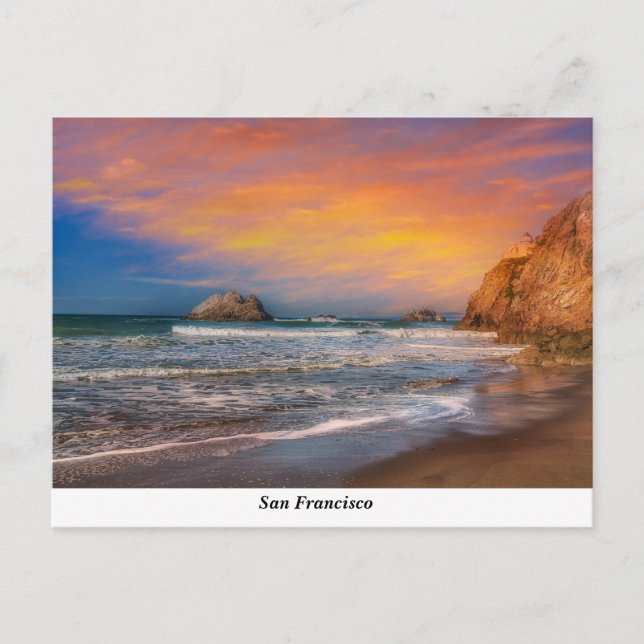 Cartão Postal Ocean Beach no Sunset (Frente)