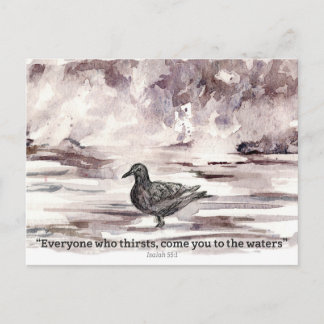 Cartão Postal Ocean Bird Scripture Isaiah 55 1 Prayer Card