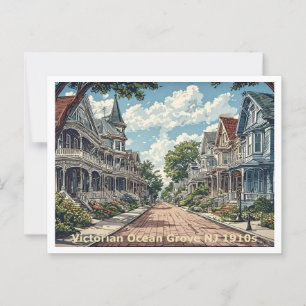 Cartão Postal Ocean Grove NJ, Casas Vitorianas, Vista dos anos 1