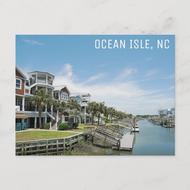 Cartão Postal Ocean Isle North Carolina Canal Homes Viagem (Frente)