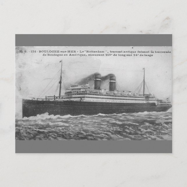 Cartão Postal Ocean liner Rotterdam 1910 (Frente)