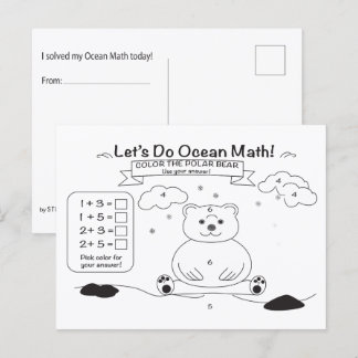 Cartão Postal Ocean Math Coloring Postcard