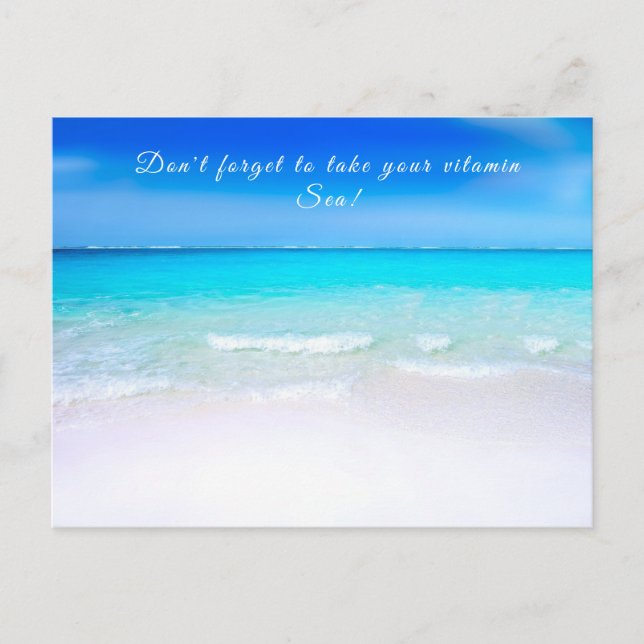 Cartão Postal Ocean Quote Beach Sea Life Aqua Blue (Frente)