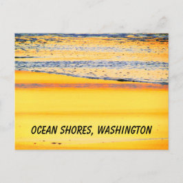 Cartão Postal Ocean Shores, WA, Foto do Sunset de Praia