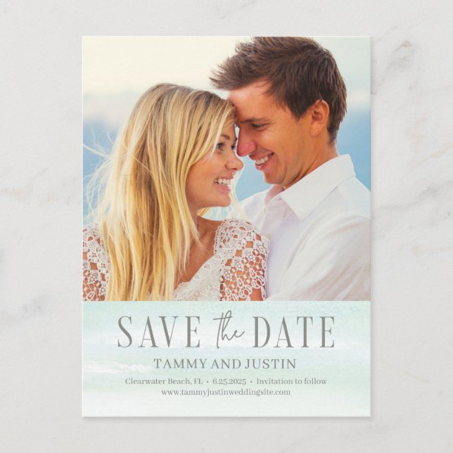 Cartão Postal Ocean Vibes Beach Weding Date Postcard (Frente)