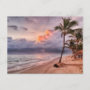 Cartão Postal Ocean Waves Sandy Beach Sunset