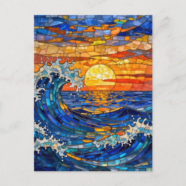 Cartão Postal Oceanic Coastal Ocean Waves Sunset   (Frente)
