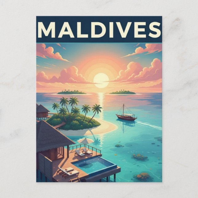 Cartão Postal Oceano Índico das Maldivas (Frente)