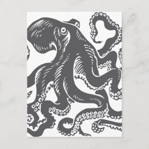 Cartão Postal Octopus 1 preto