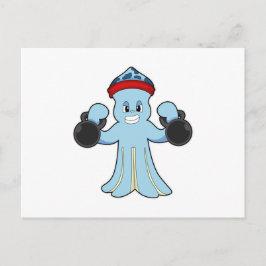 Cartão Postal Octopus as Bodybuilder with Dumbbells