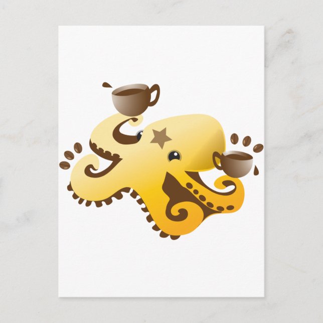 Cartão Postal Octopus Barista (Frente)