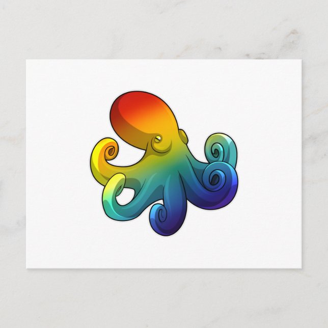 Cartão Postal Octopus com arco-íris (Frente)