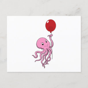 Cartão Postal Octopus com balão