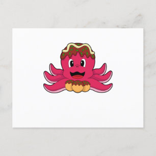Cartão Postal Octopus com Bolo
