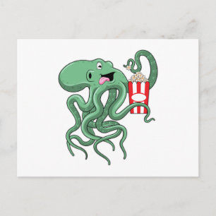 Cartão Postal Octopus com pipoca