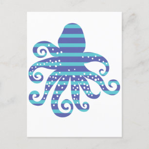 Cartão Postal Octopus com risca azul