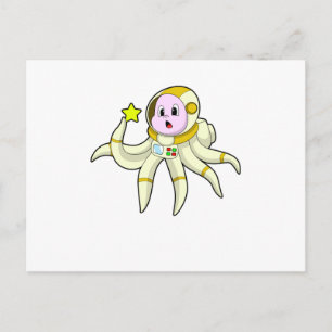 Cartão Postal Octopus como mergulhador com estrela