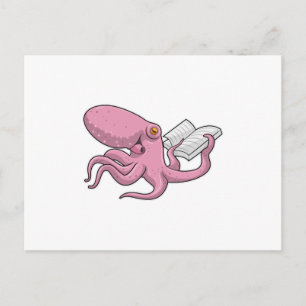 Cartão Postal Octopus como Nerd do Livro